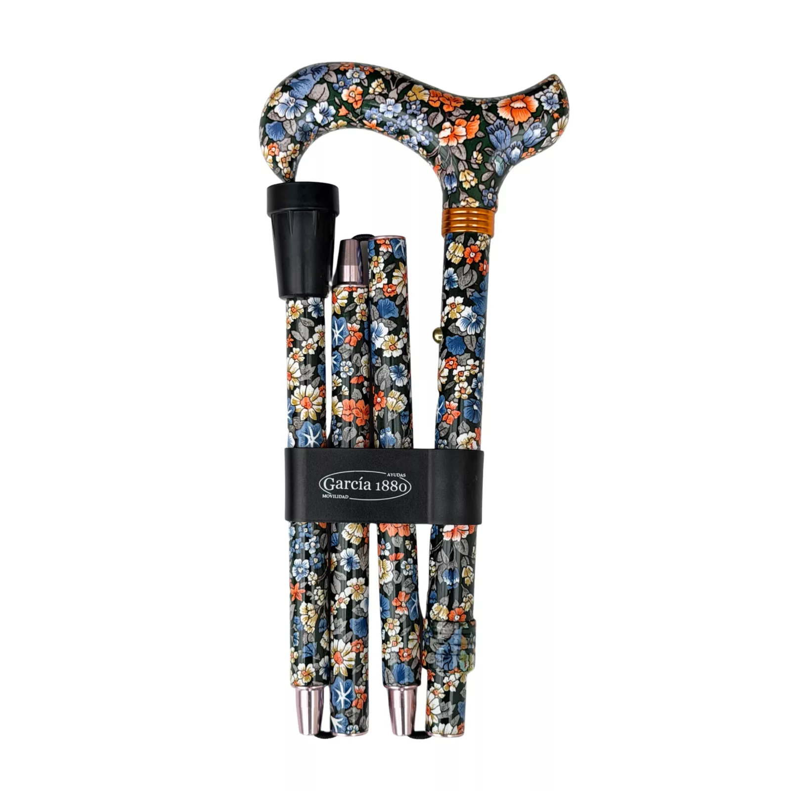 opvouwbare wandelstok zwart met bloemen