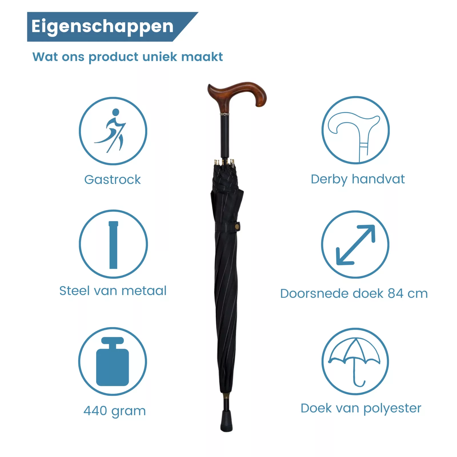 paraplu wandelstok eigenschappen
