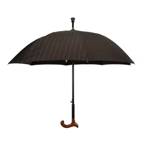 wandelstok paraplu 78 cm lang donkergrijs uitgeklapt