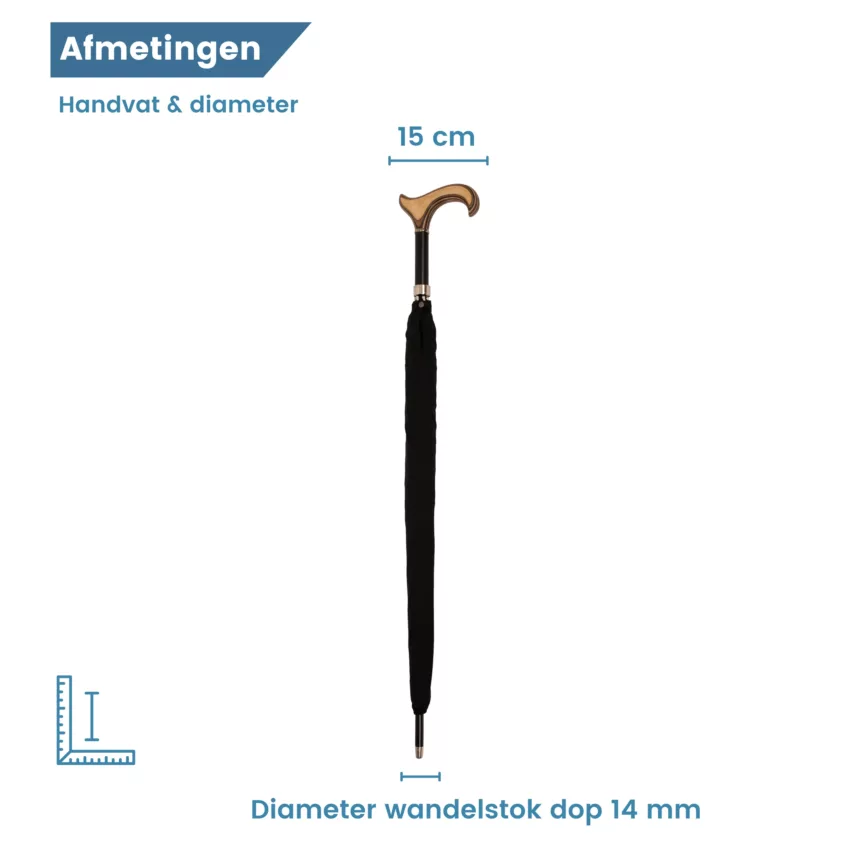 diameter wandelstok paraplu zwart