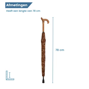 afmetingen paraplu wandelstok van satijn stof