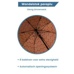 binnenwerk paraplu wandelstok italiaanse satijn stof beige