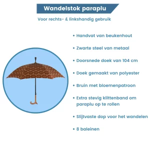 paraplu wandelstok italiaanse satijn stof beige opsomming