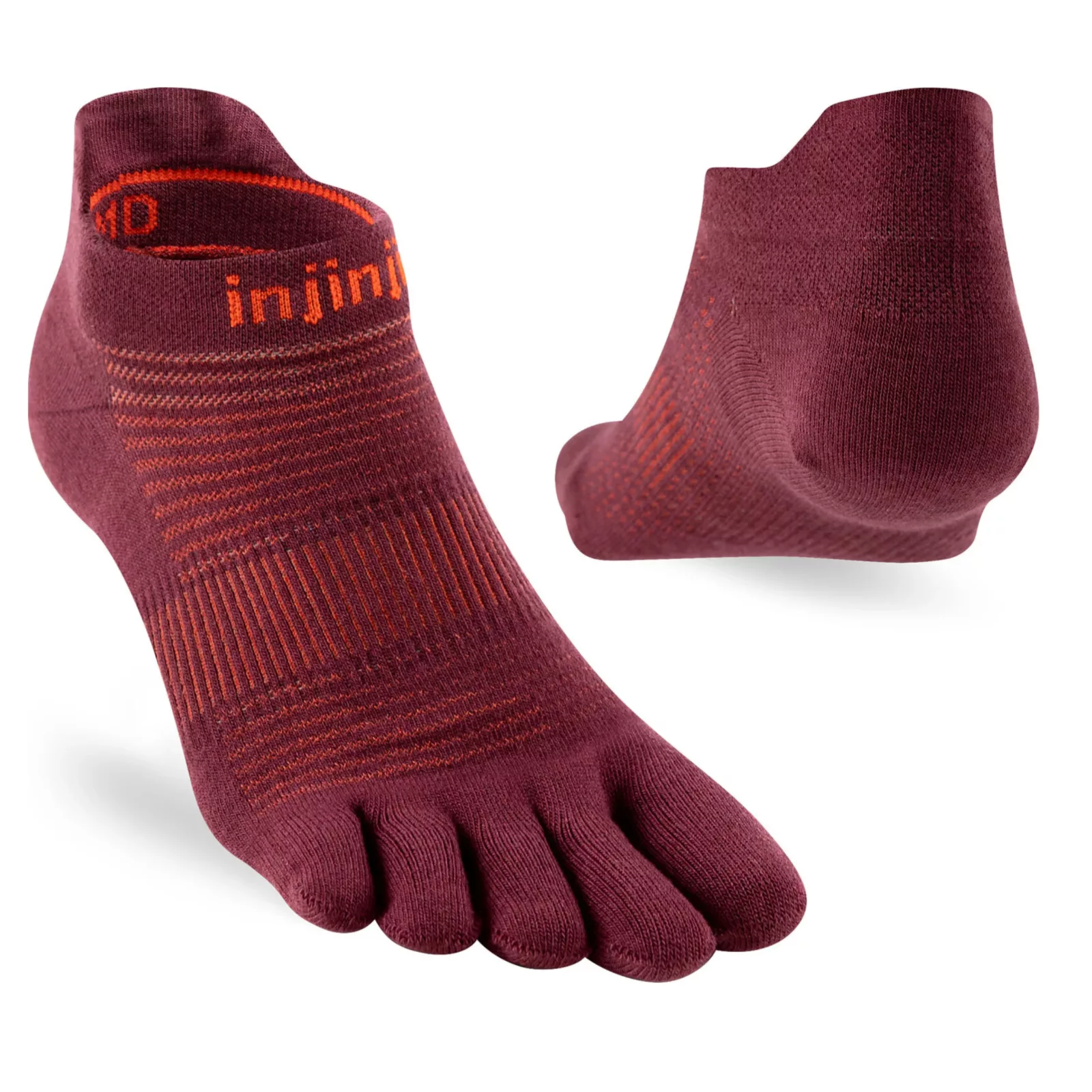 teensokken 44,5 tot 47 run lightweight no show coolmax rood achter