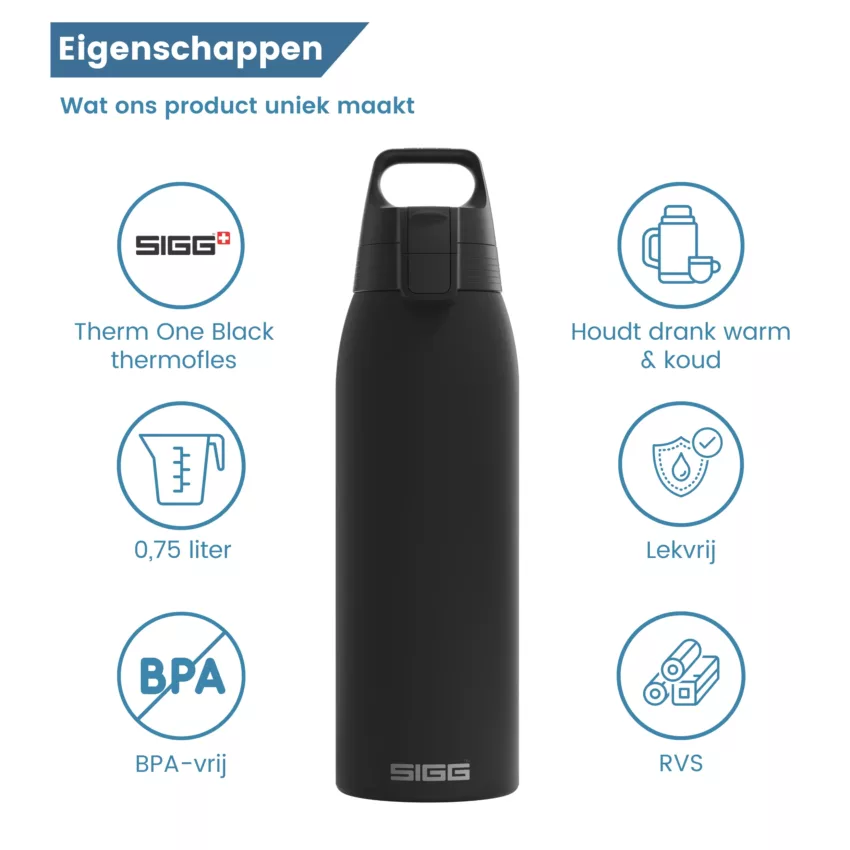 thermosfles shield therm one black 0,75 liter