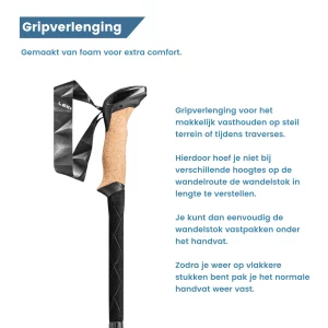 gripverlenging trekking stokken black series carbon opvouwbaar