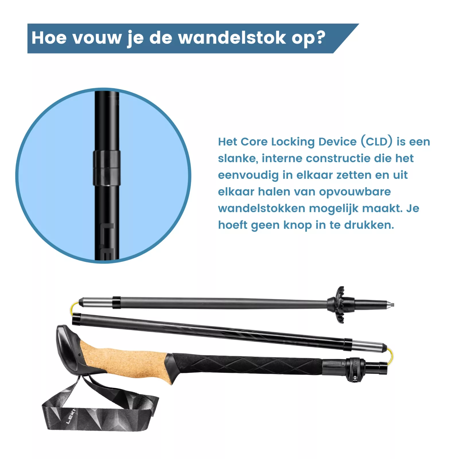 hoe vouw je de wandelstok op