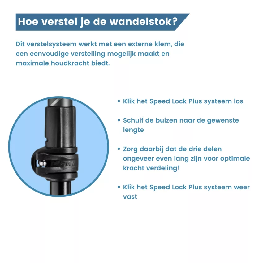 hoe verstel je de wandelstok?