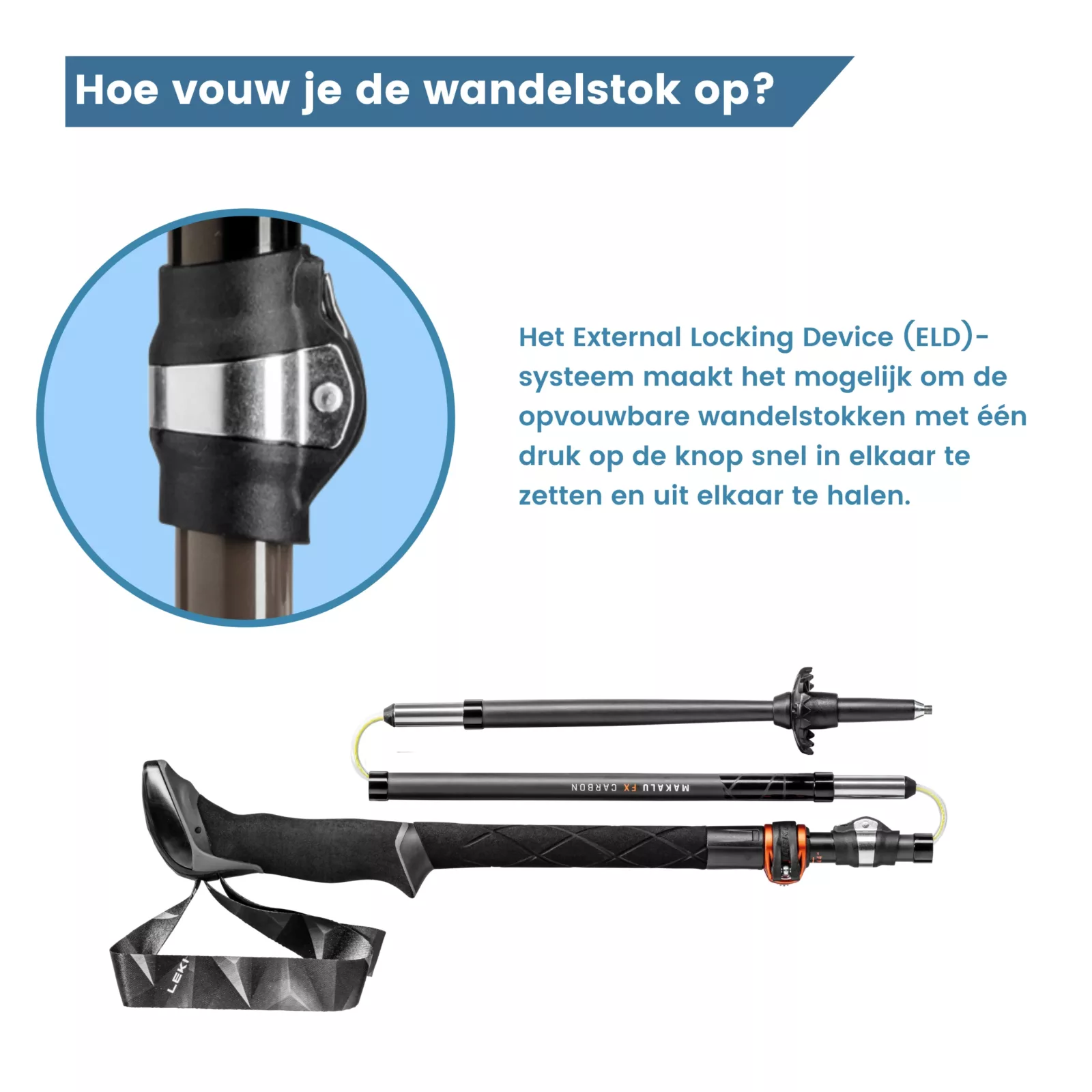 hoe vouw je de wandelstok op?