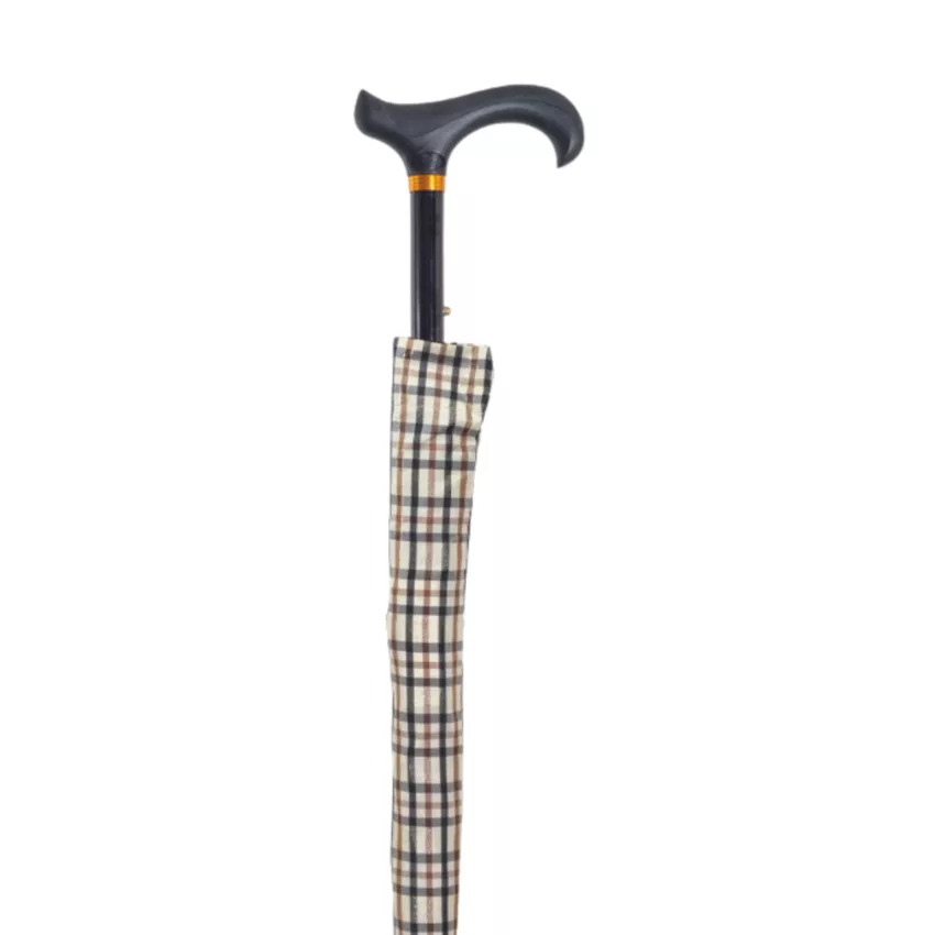 uitschuifbare wandelstok paraplu 2 in 1 beige