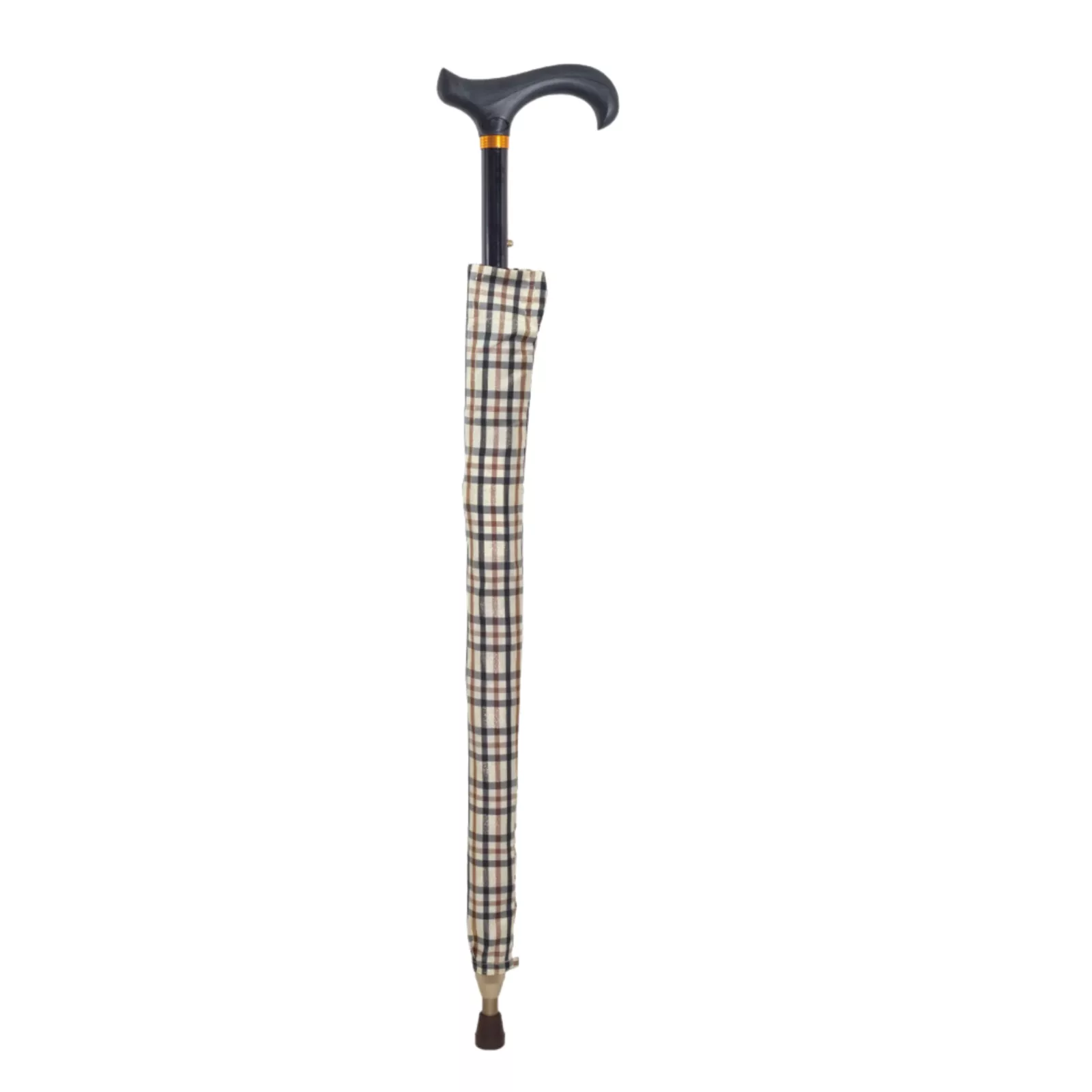 uitschuifbare wandelstok paraplu 2 in 1 beige geheel