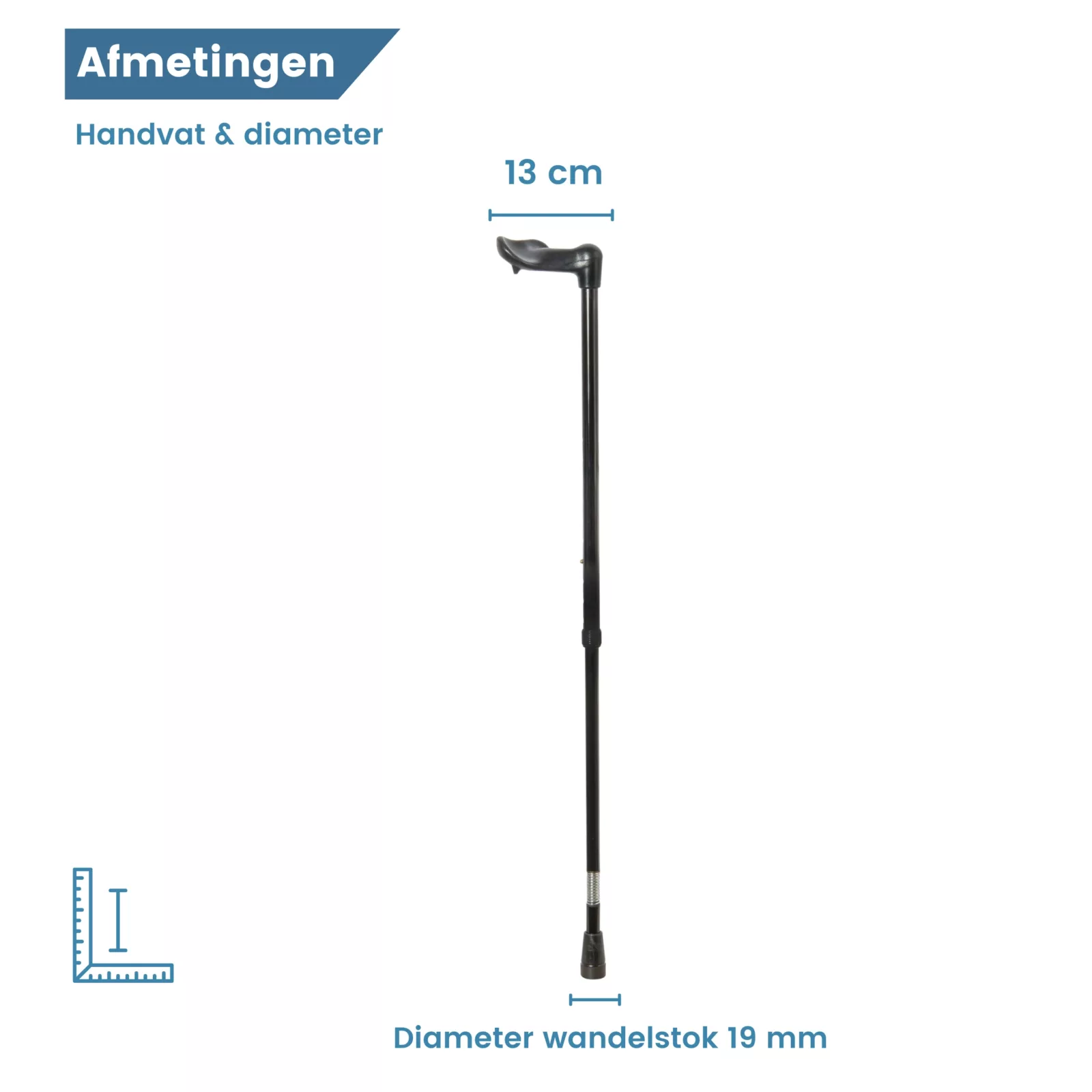 afmetingen wandelstok ergonomisch