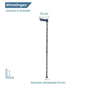 diameter wandelstok verstelbaar ergonomisch handvat links