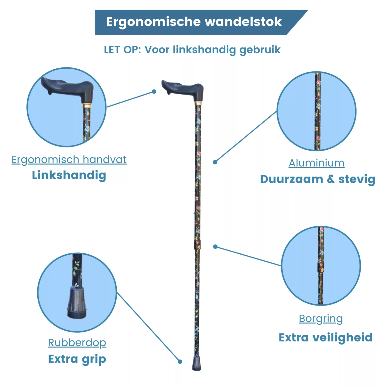 ergonomisch handvat links eigenschappen wandelstok