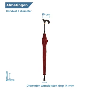 diameter wandelstok paraplu verstelbaar rood