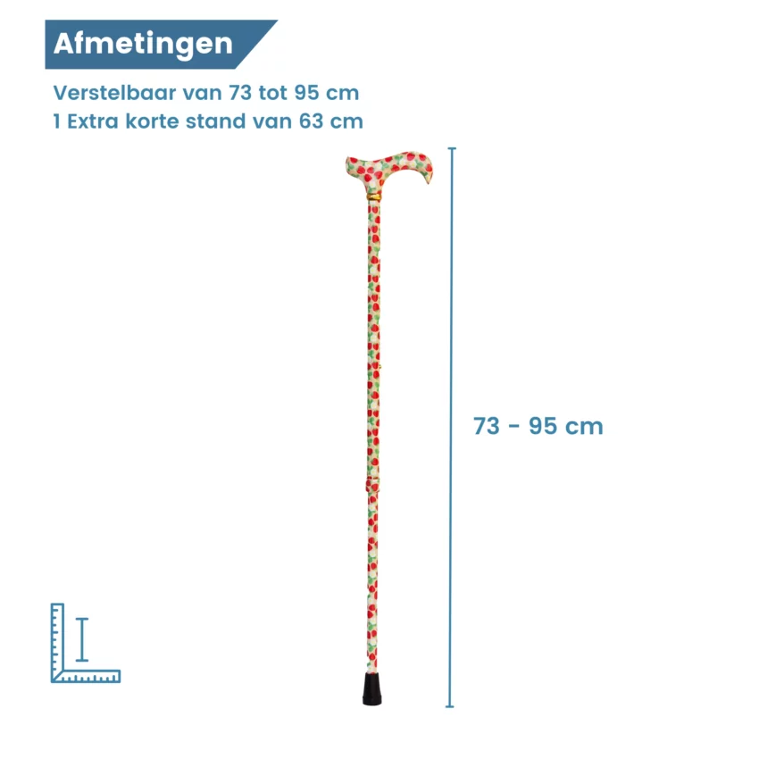 afmetingen wandelstok aardbeien