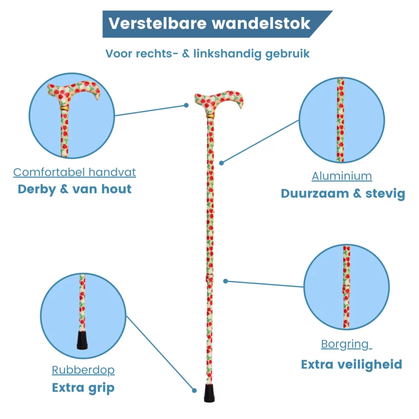verstelbare wandelstok aardbeien usp