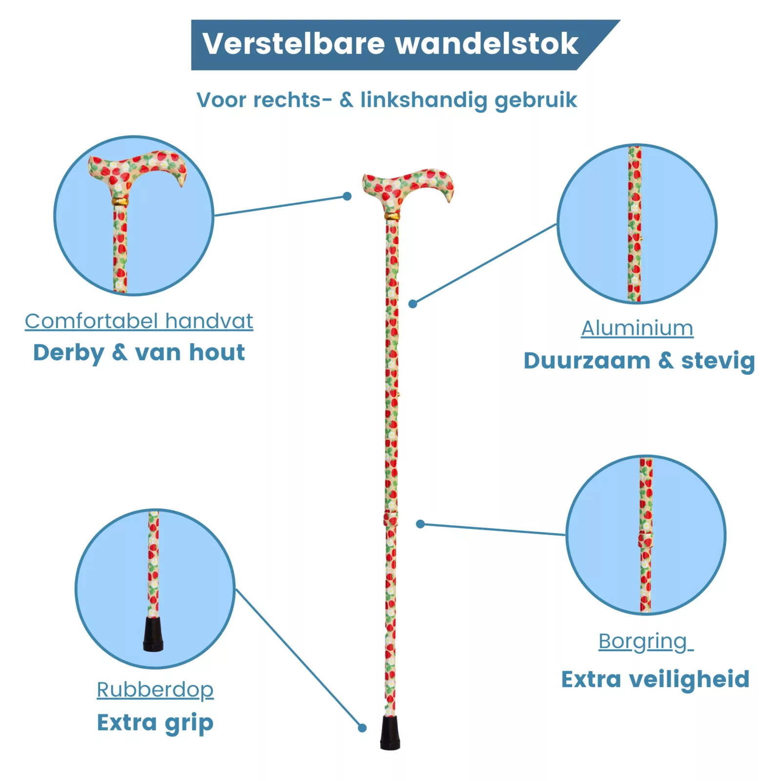 verstelbare wandelstok aardbeien usp
