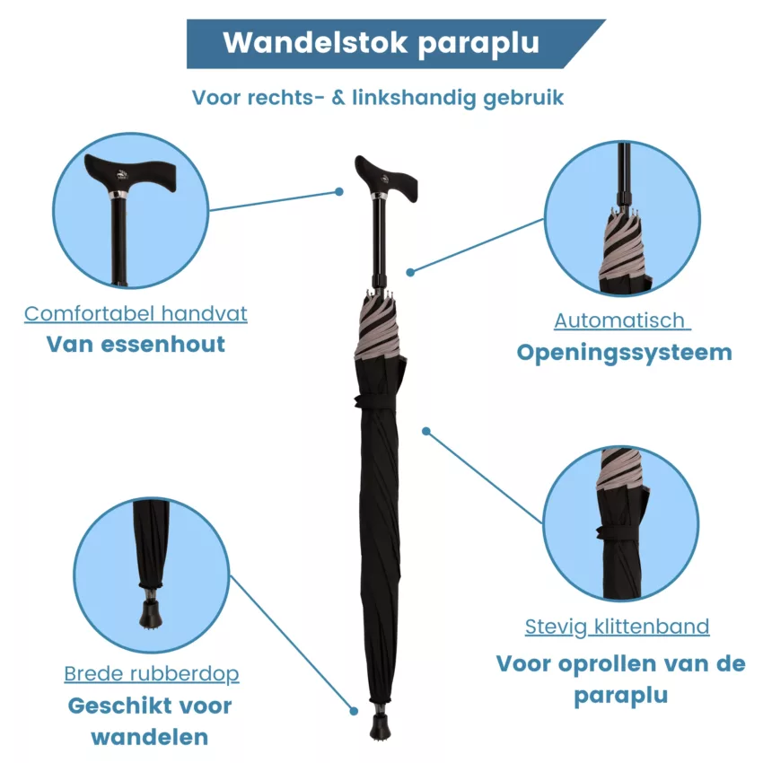 verstelbare wandelstok paraplu polyesterdoek eigenschappen