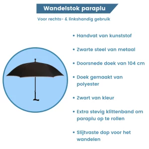 zwarte wandelstok paraplu