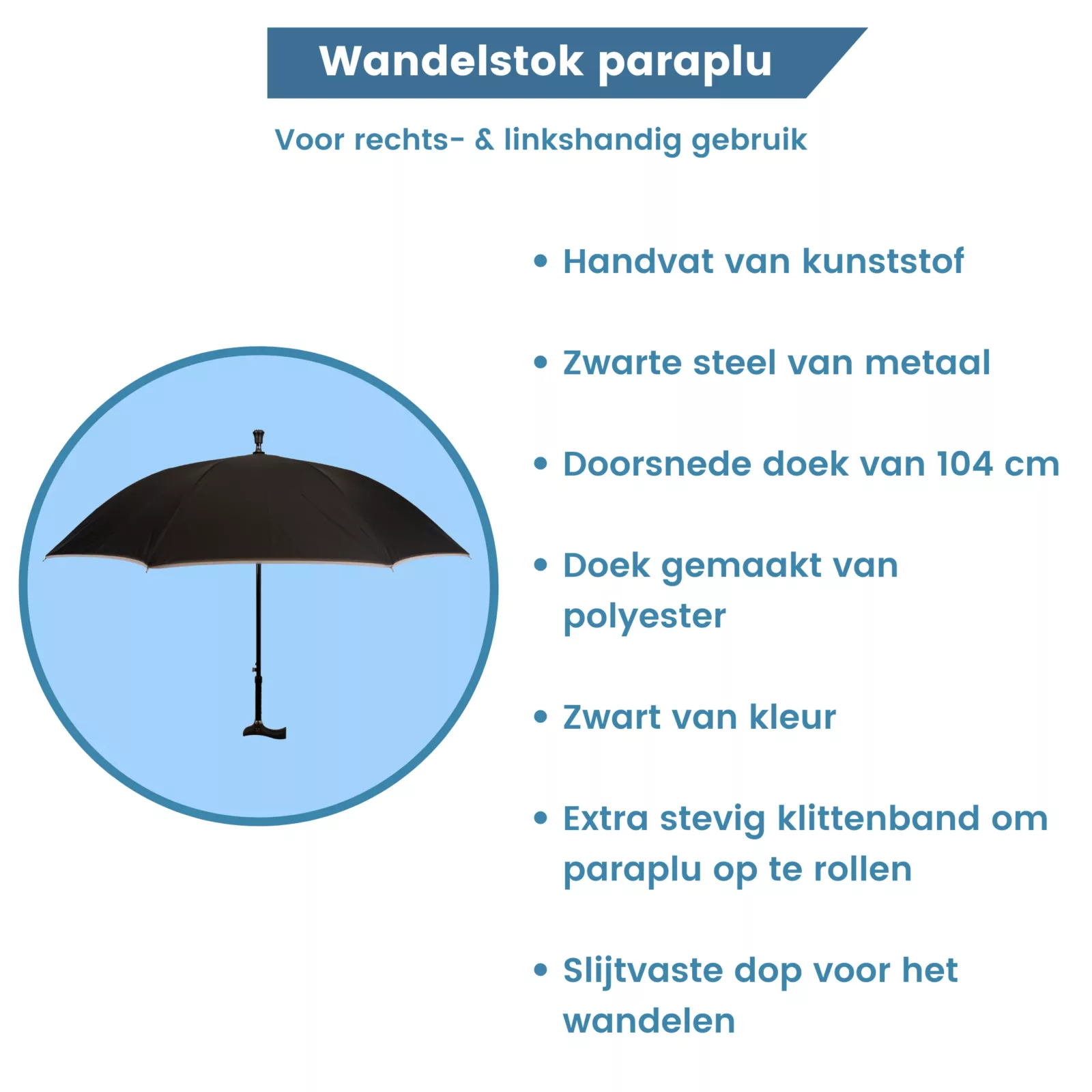 zwarte wandelstok paraplu