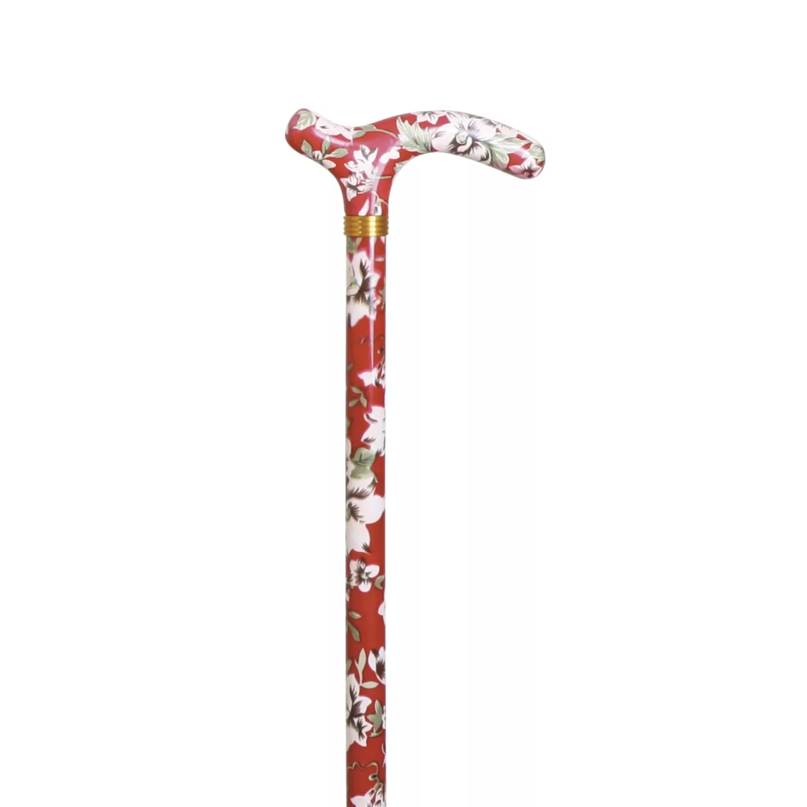verstelbare wandelstok petit derby handvat rood met bloemen