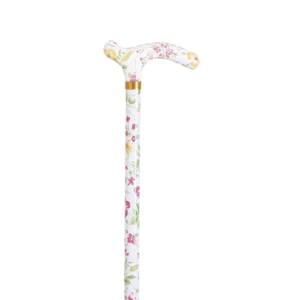 verstelbare wandelstok petit derby handvat wit met bloemen
