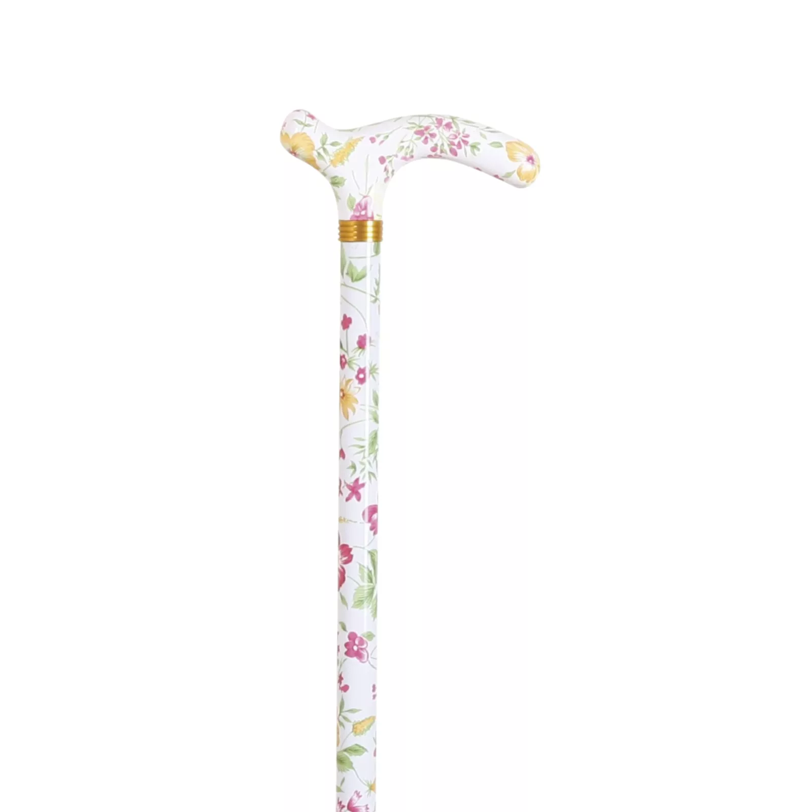 verstelbare wandelstok petit derby handvat wit met bloemen