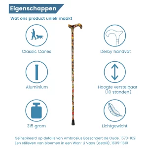 eigenschappen verstelbare wandelstok stilleven bosschaert