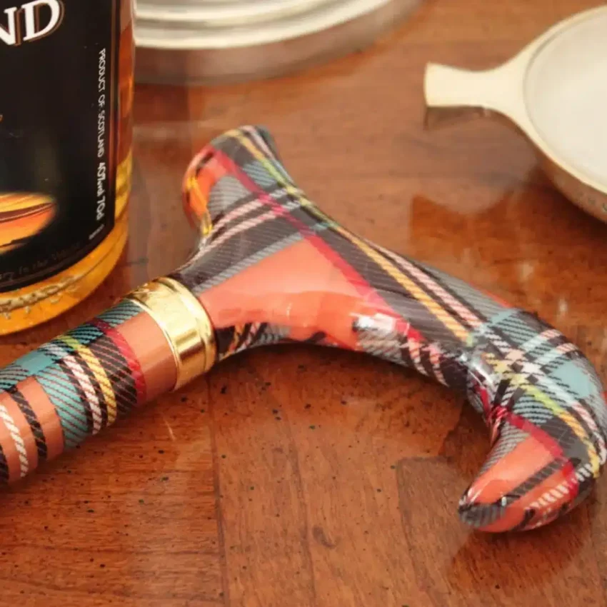 wandelstok verstelbaar veelkleurige tartan