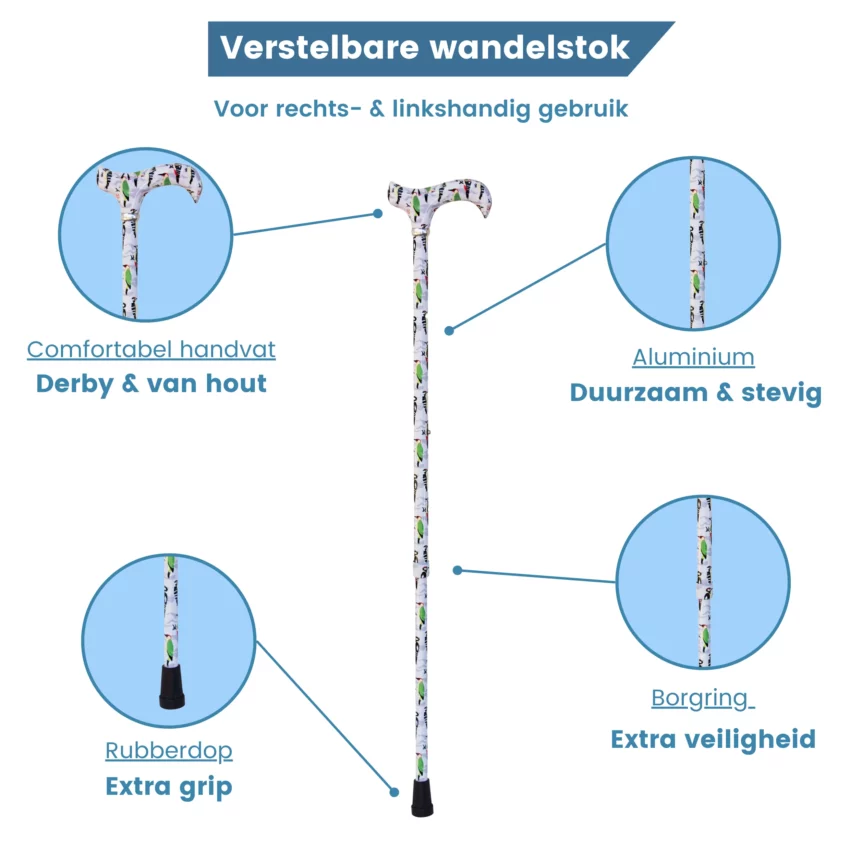 verstelbare wandelstok spechten eigenschappen
