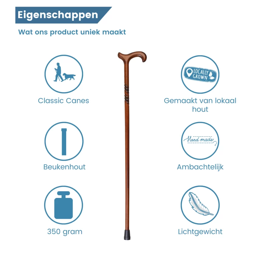 eigenschappen houten wandelstok