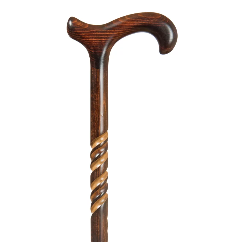 houten wandelstok met spiraal