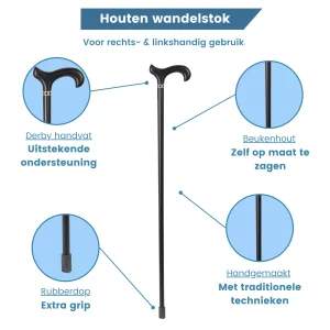 houten wandelstok zwart usp