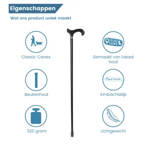wandelstok hout zwart