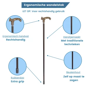 wandelstok ergonomisch gelamineerd handvat usp