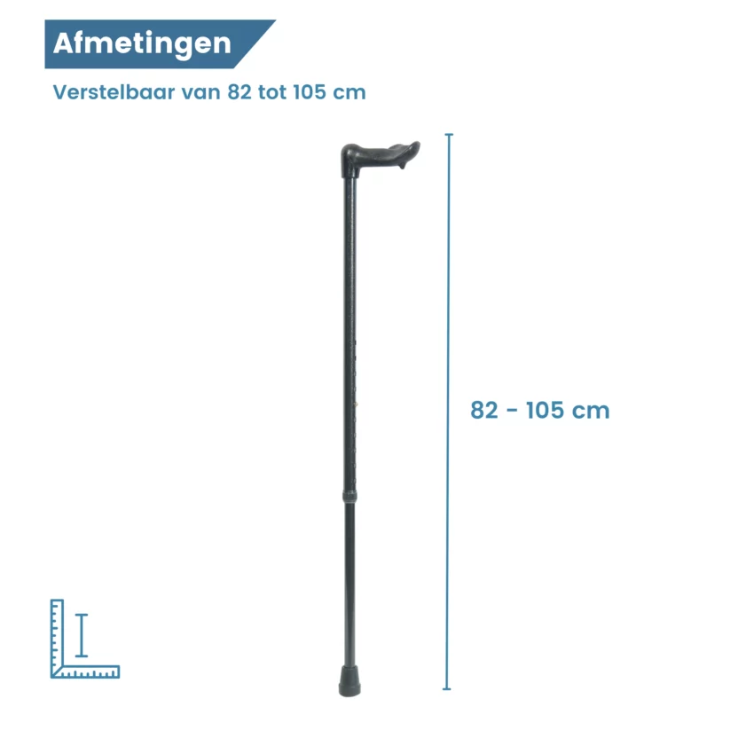 afmetingen wandelstok anatomisch rechtshandig handvat