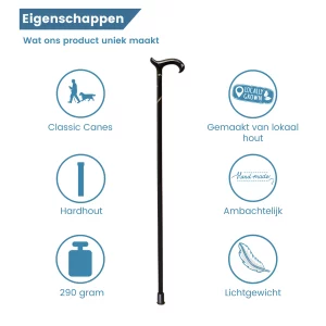 wandelstok hardhout kristallen eigenschappen