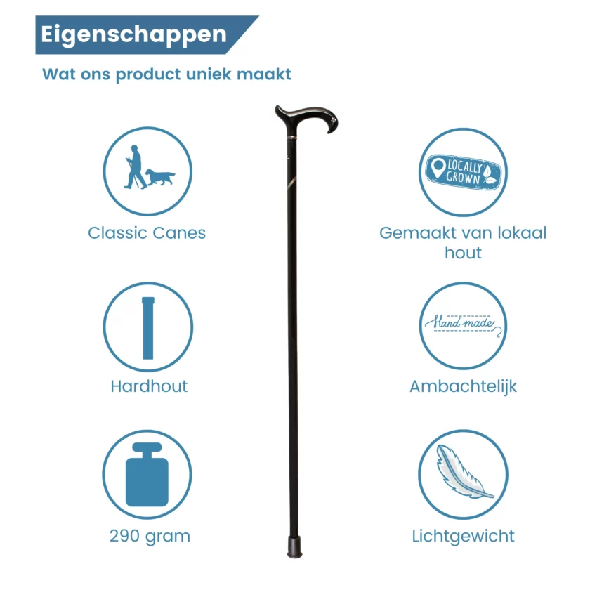 wandelstok hardhout kristallen eigenschappen
