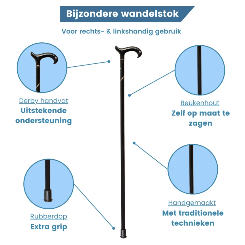 wandelstok hardhout met kristallen usp