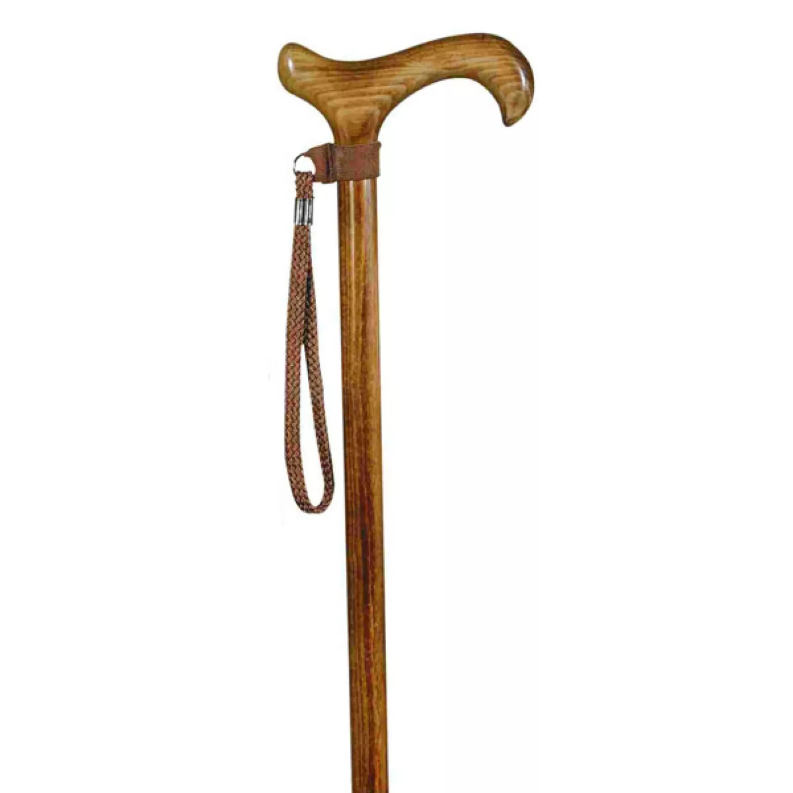 wandelstok hout met bruin polsbandje