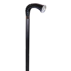 bijzondere wandelstok met swarovski kristallen zwart