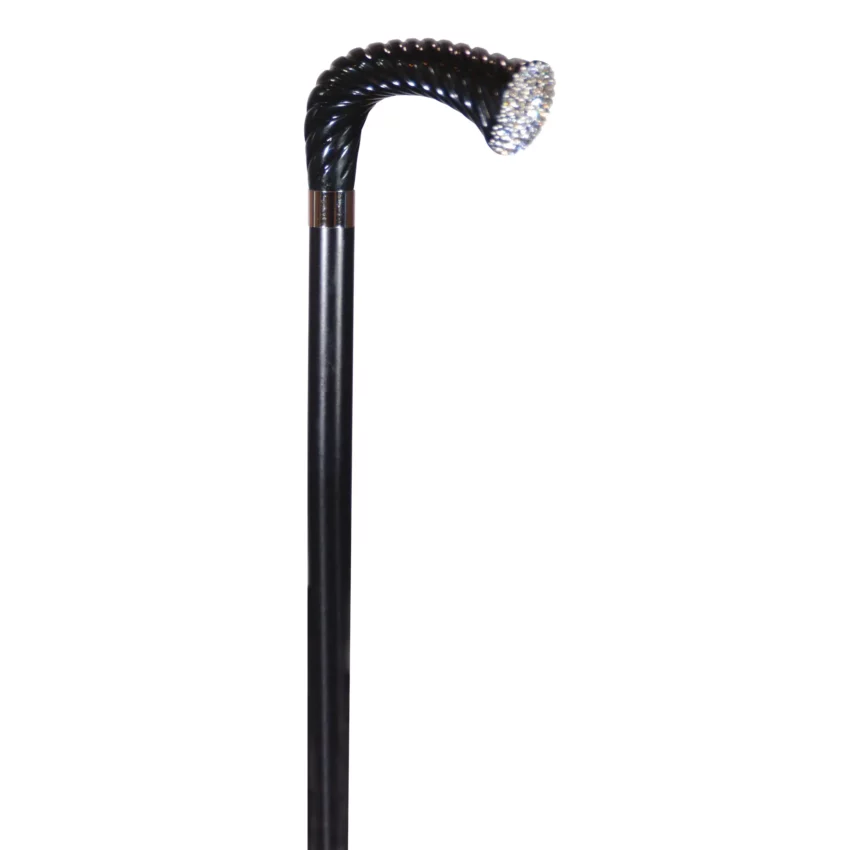 bijzondere wandelstok met swarovski kristallen zwart