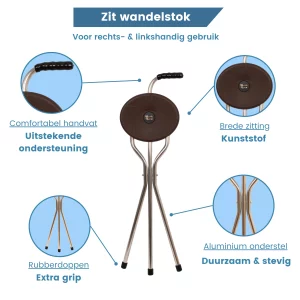 zitwandelstok bruin