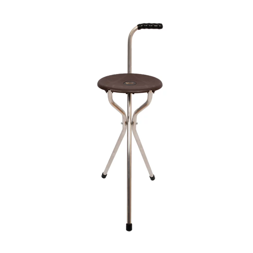 wandelstok met zitje driepoot trio maxi bruin