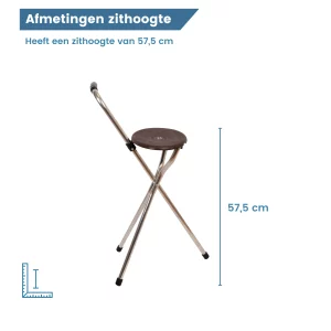 wandelstok met zitje zithoogte bruin