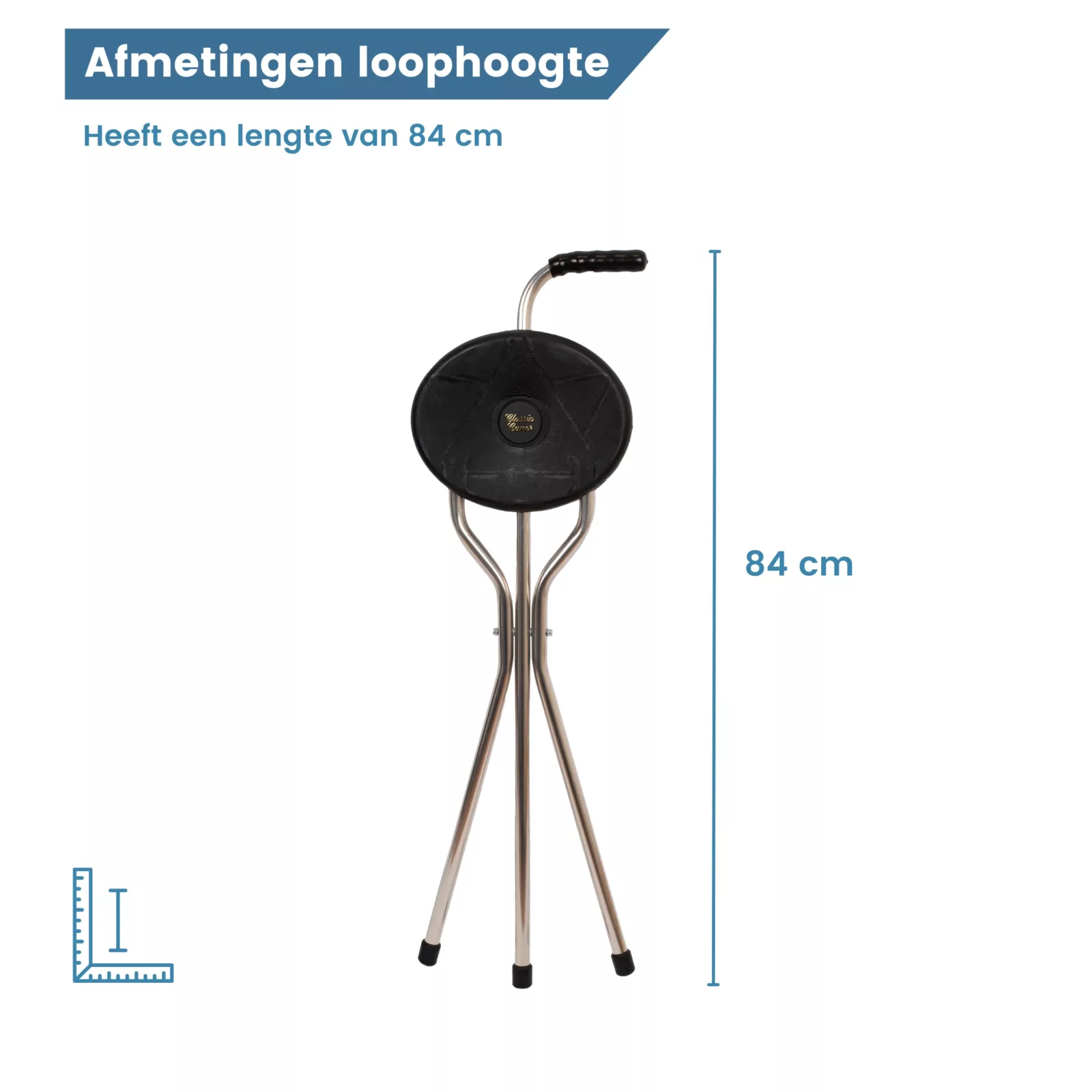 zitstok met driepoot en handvat