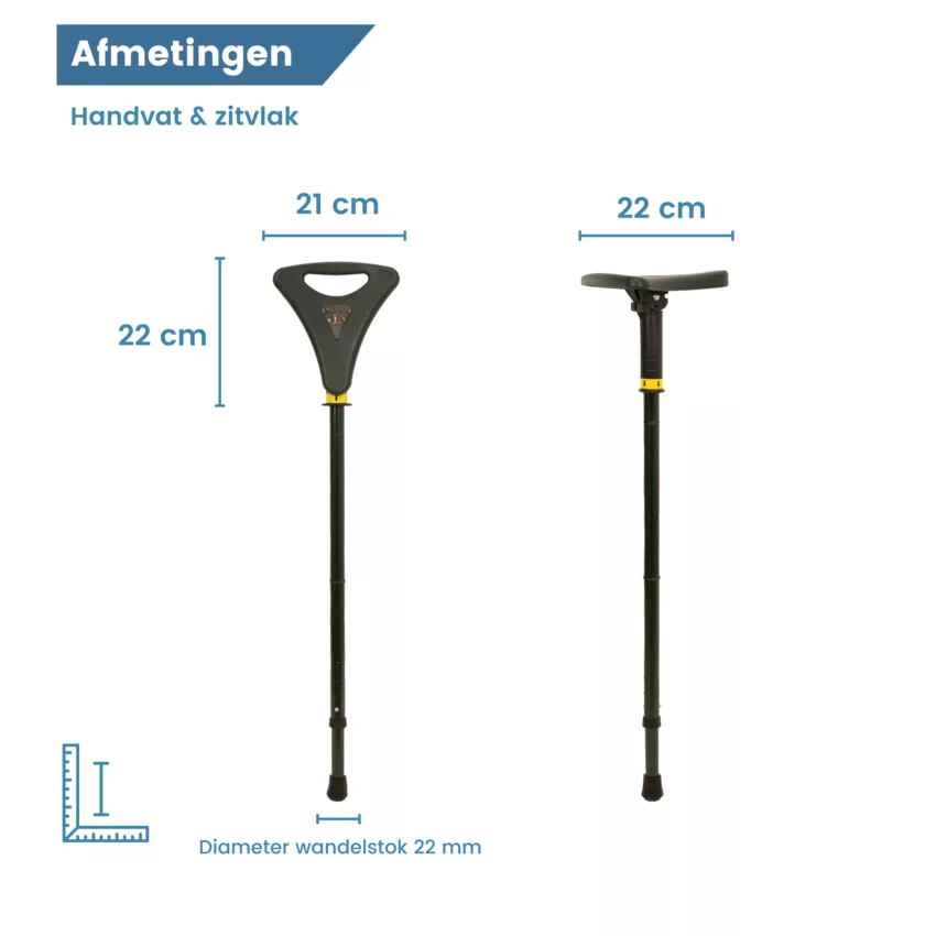 wandelstok met zitje opvouwbaar groen