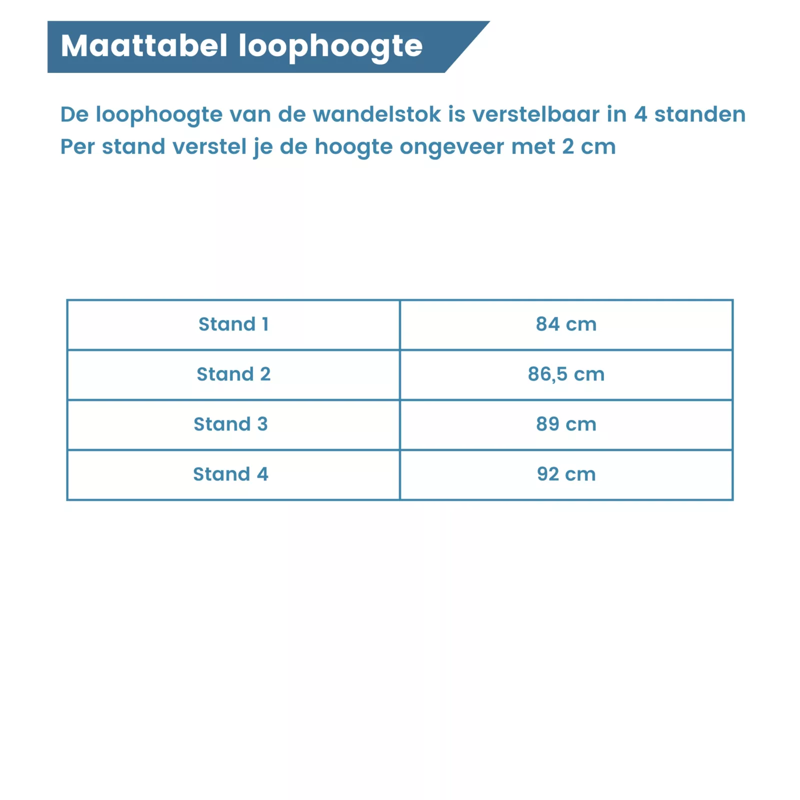 flipstick groen loophoogte maattabel