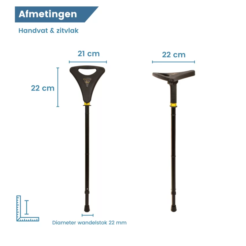 wandelstok zitje opvouwbaar zwart diameter
